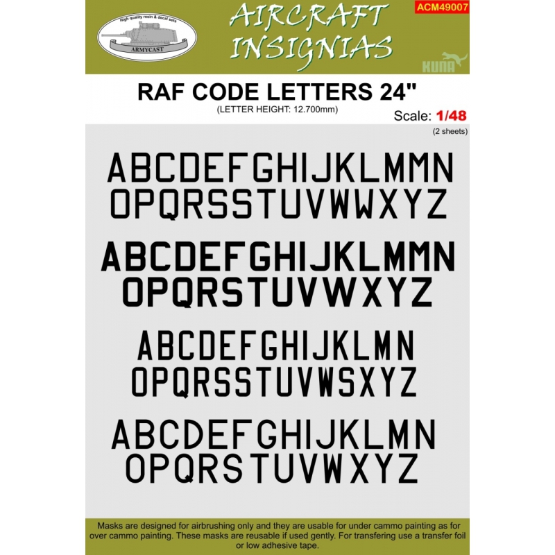 RAF CODE LETTERS 24"