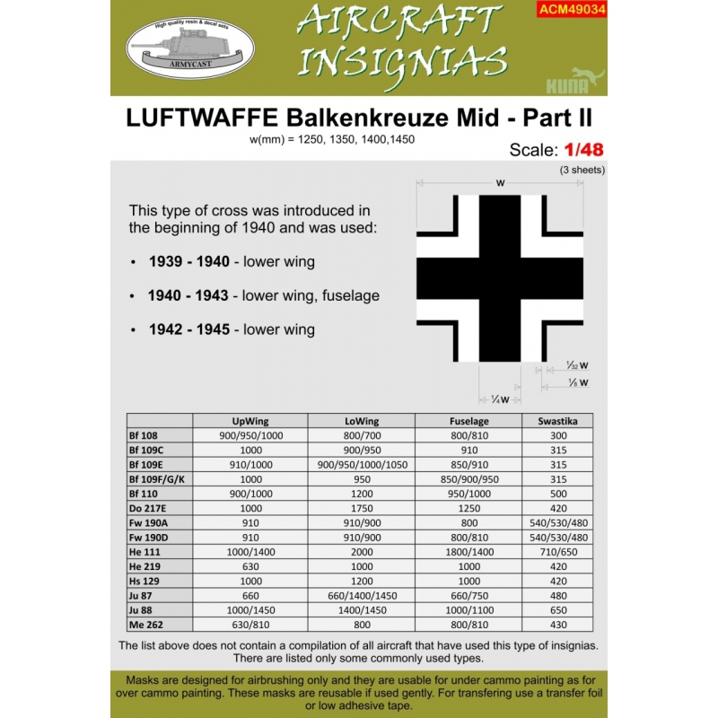 LUFTWAFFE Balkenkreuze Mid Part II