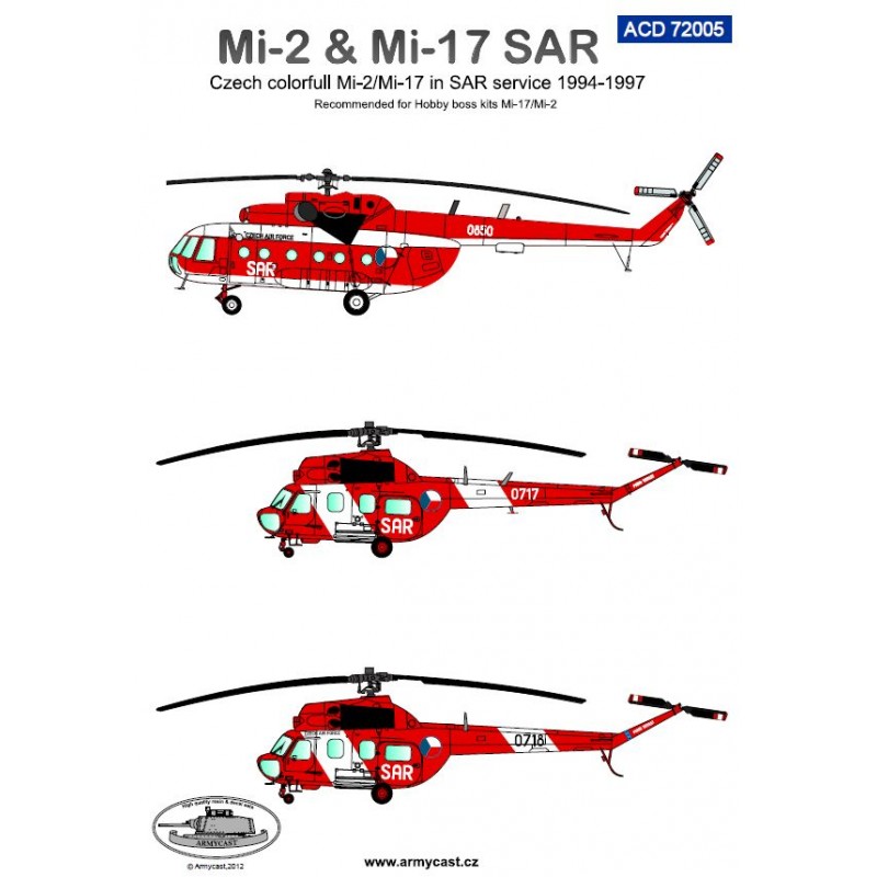 Mil Mi-2 / Mi-17 SAR 1/72 acd72005/ Armycast Decals Tschechische Republik 